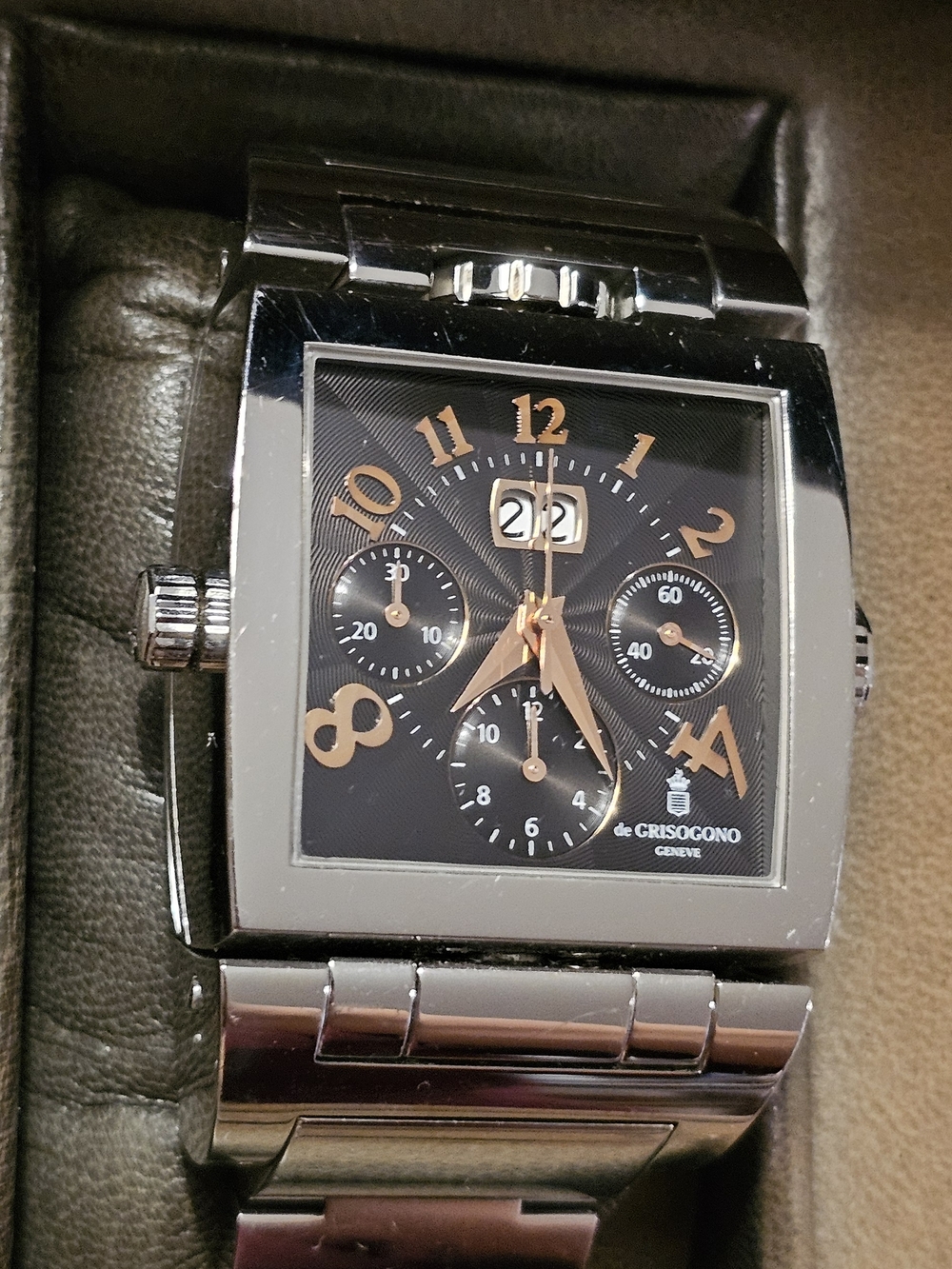 DE GRISOGONO INSTRUMENTO DOPPIO Limited Ed Stainleas Steel Chronograph Watch
